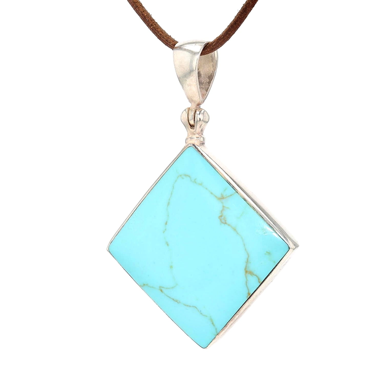 Pendant in 925 silver with a turquoise, hanging turned left