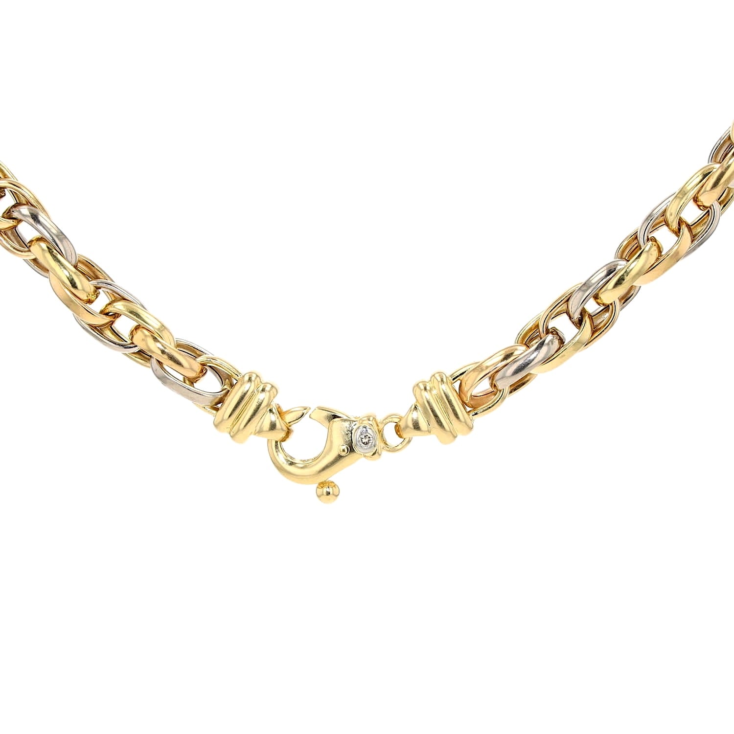 Kette von Gay Frères in 750er Gelb- und Weißgold, hängend Frontal Rückseite