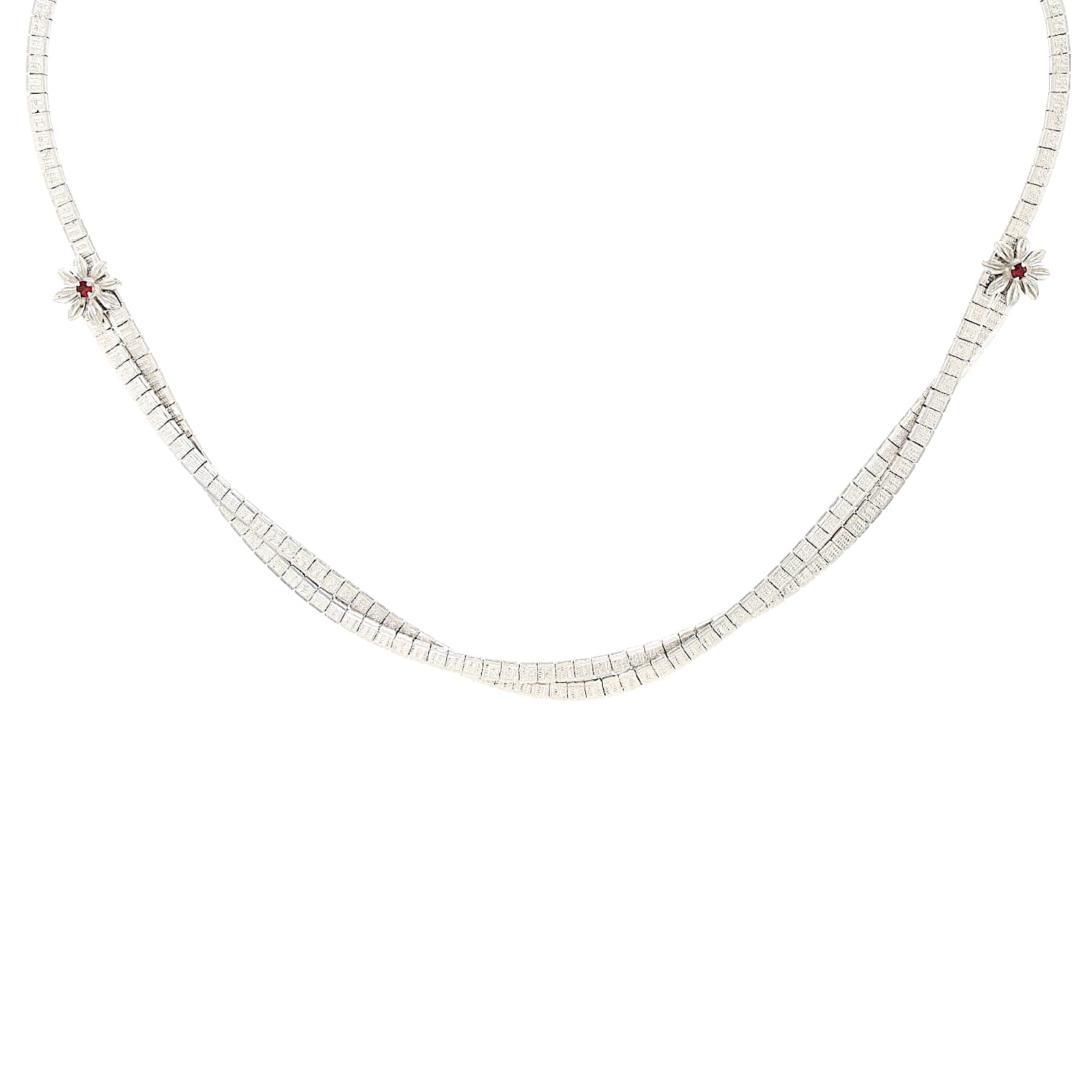 Collier aus Vicenza in 835er Silber mit Glassteinen, hängend frontal