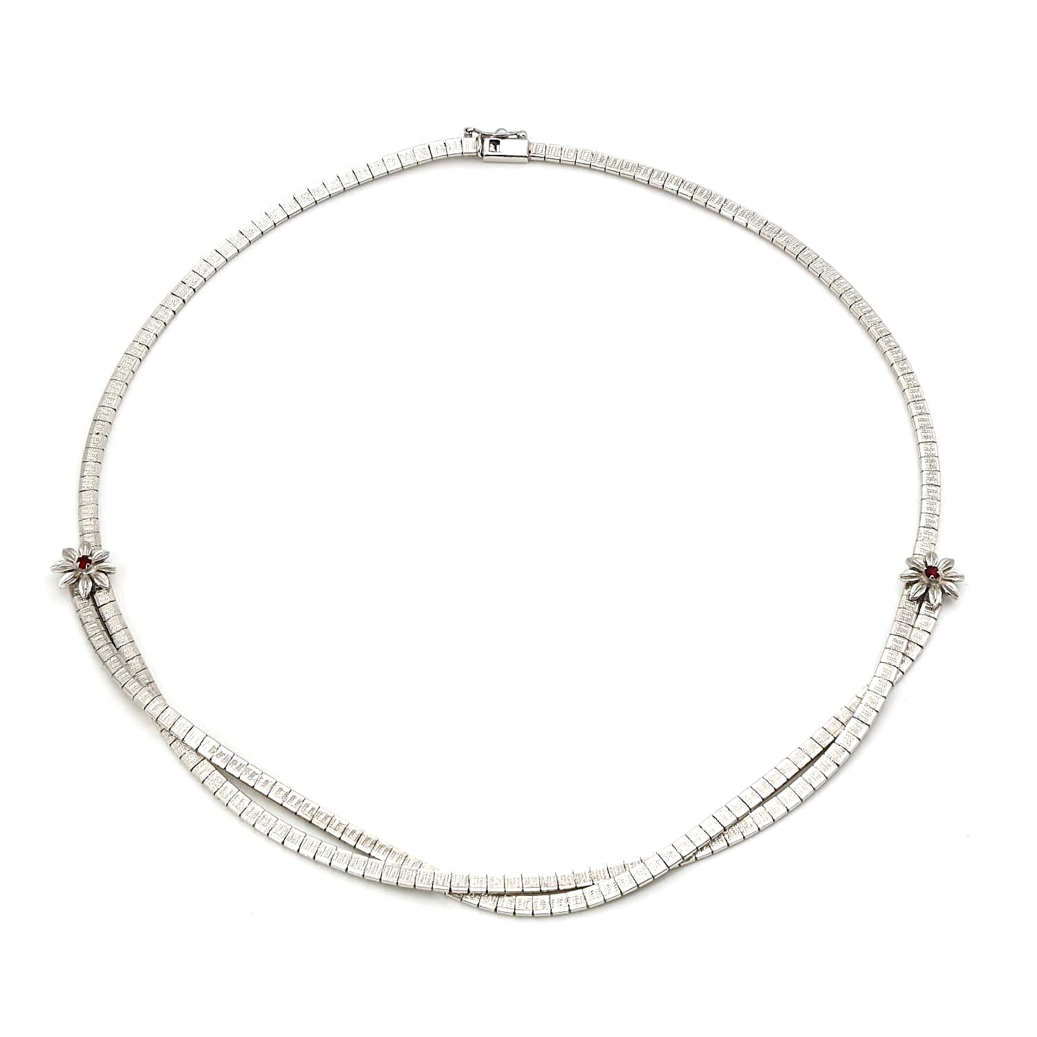 Collier aus Vicenza in 835er Silber mit Glassteinen, liegend geschlossen