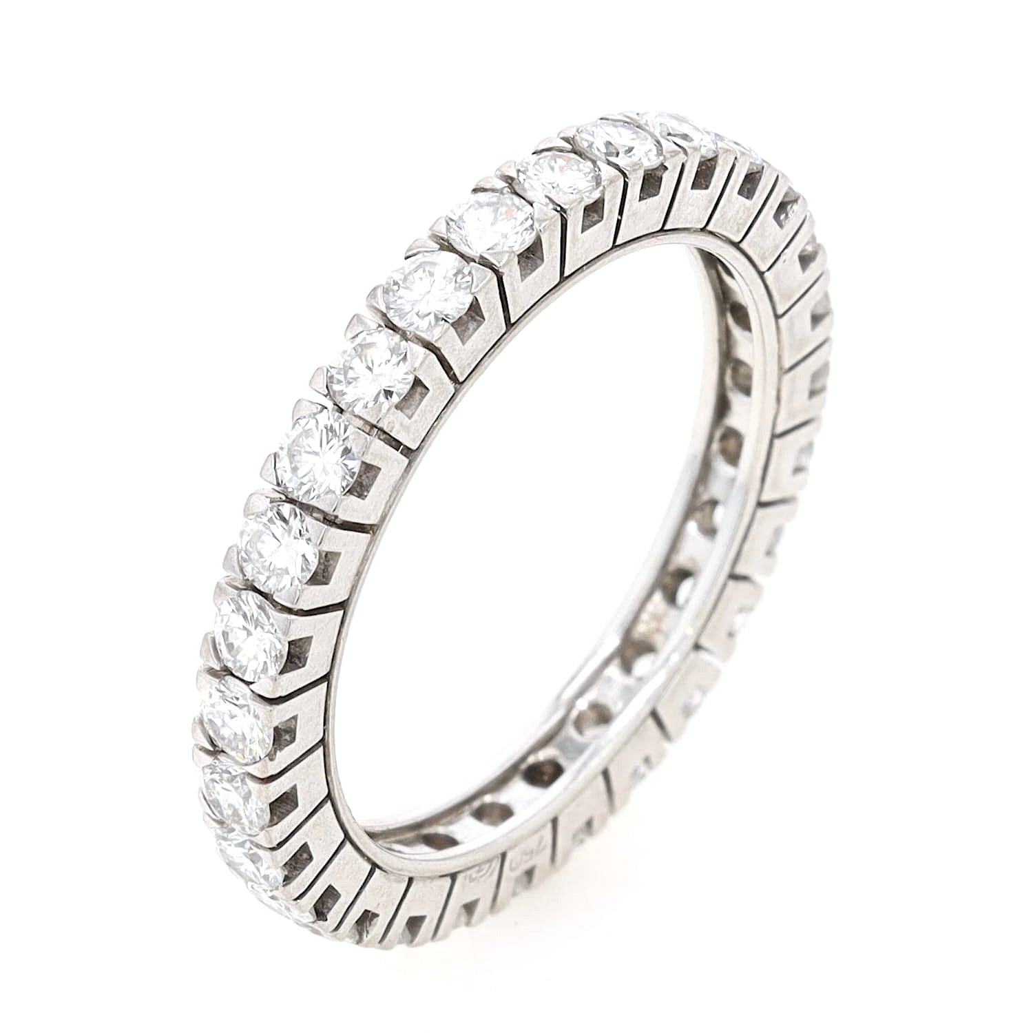 Memoire Ring in 750er Weißgold mit ca, 0,70 ct Brillanten, stehend leicht links gedreht