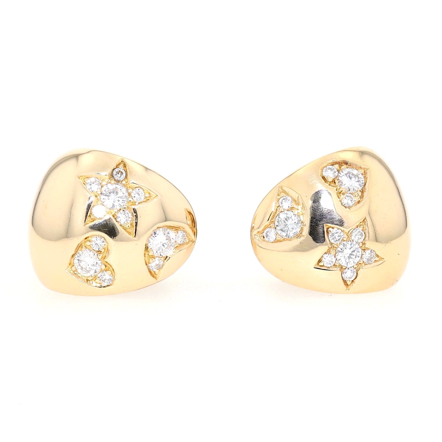 Ohrstecker in 750er Gelbgold mit Brillanten, liegend frontal