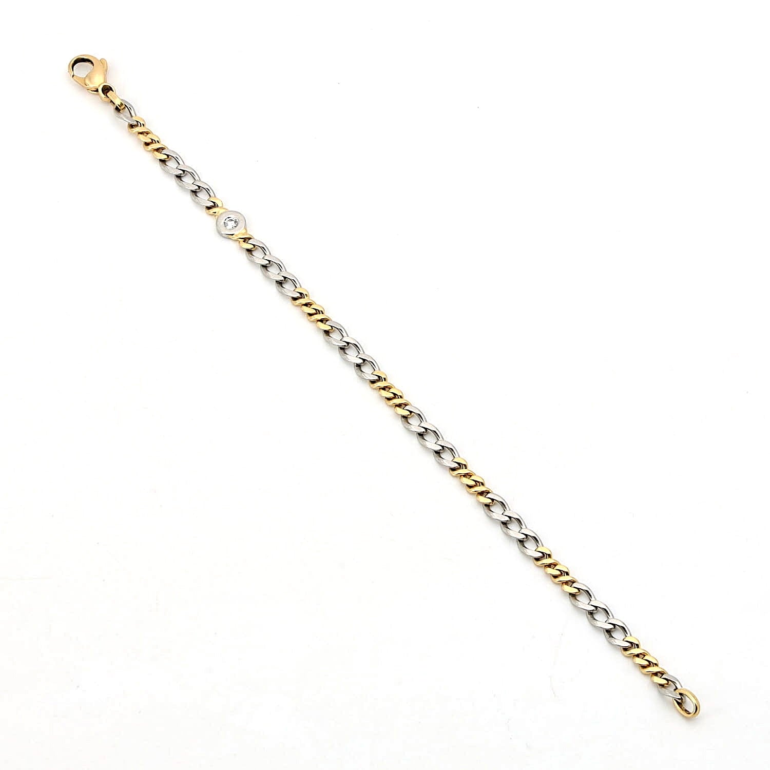 Armband in 950er Platin und 750er Gelbgold mit einem Brillanten, lang ausgelegt