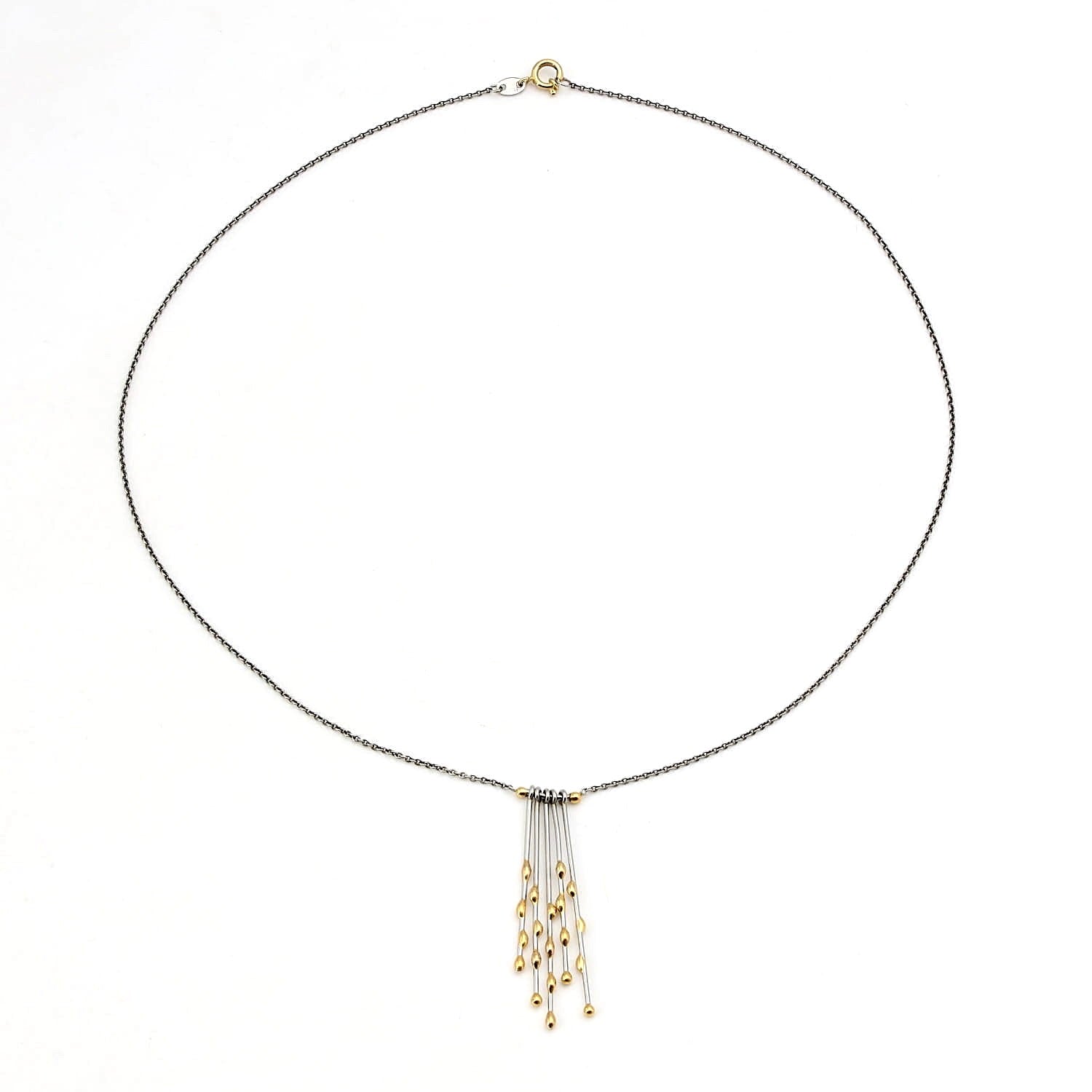 Collier aus 950er Platin mit Elementen aus 750er Gelbgold, liegend geschlossen Draufsicht