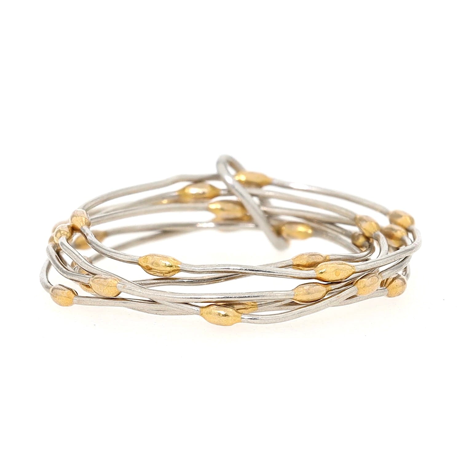 Ring in 950er Platin mit Goldauflagen, liegend frontal
