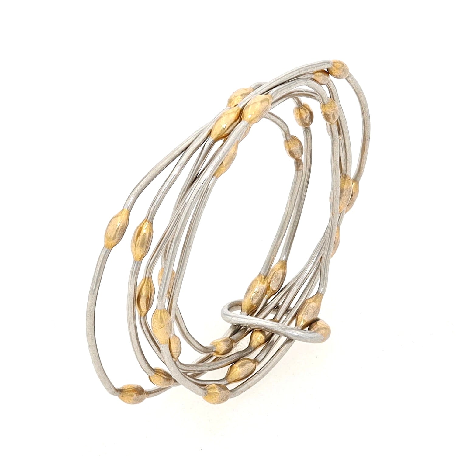 Ring in 950er Platin mit Goldauflagen, stehend