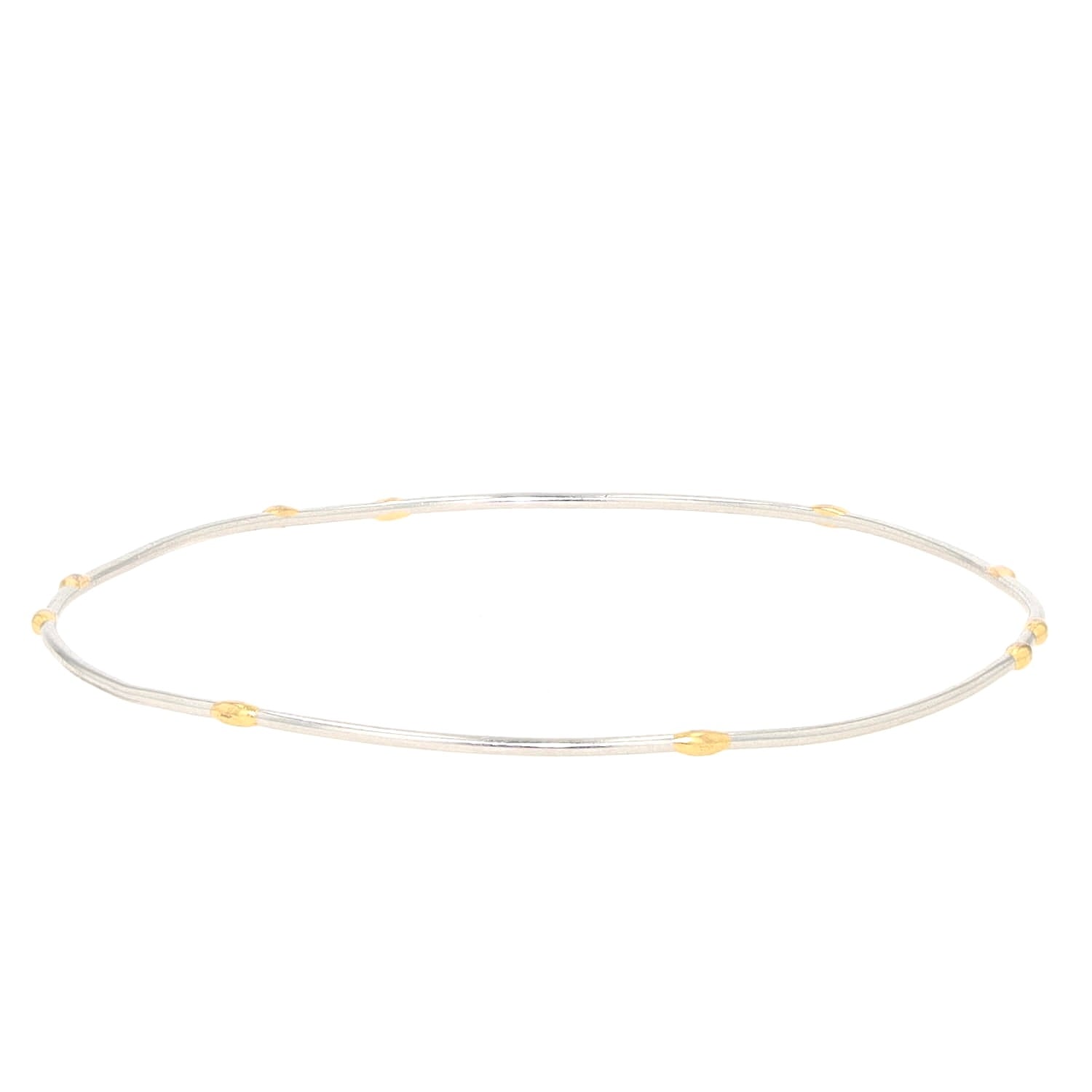 Armreif in 950er Platin mit goldenen Elementen, liegend frontal