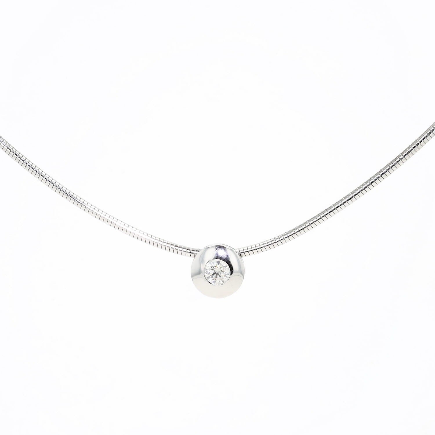 ARPAS Schlangenkette aus 585er Weissgold mit einem Brillanten ca. 0,20 ct, hängend frontal