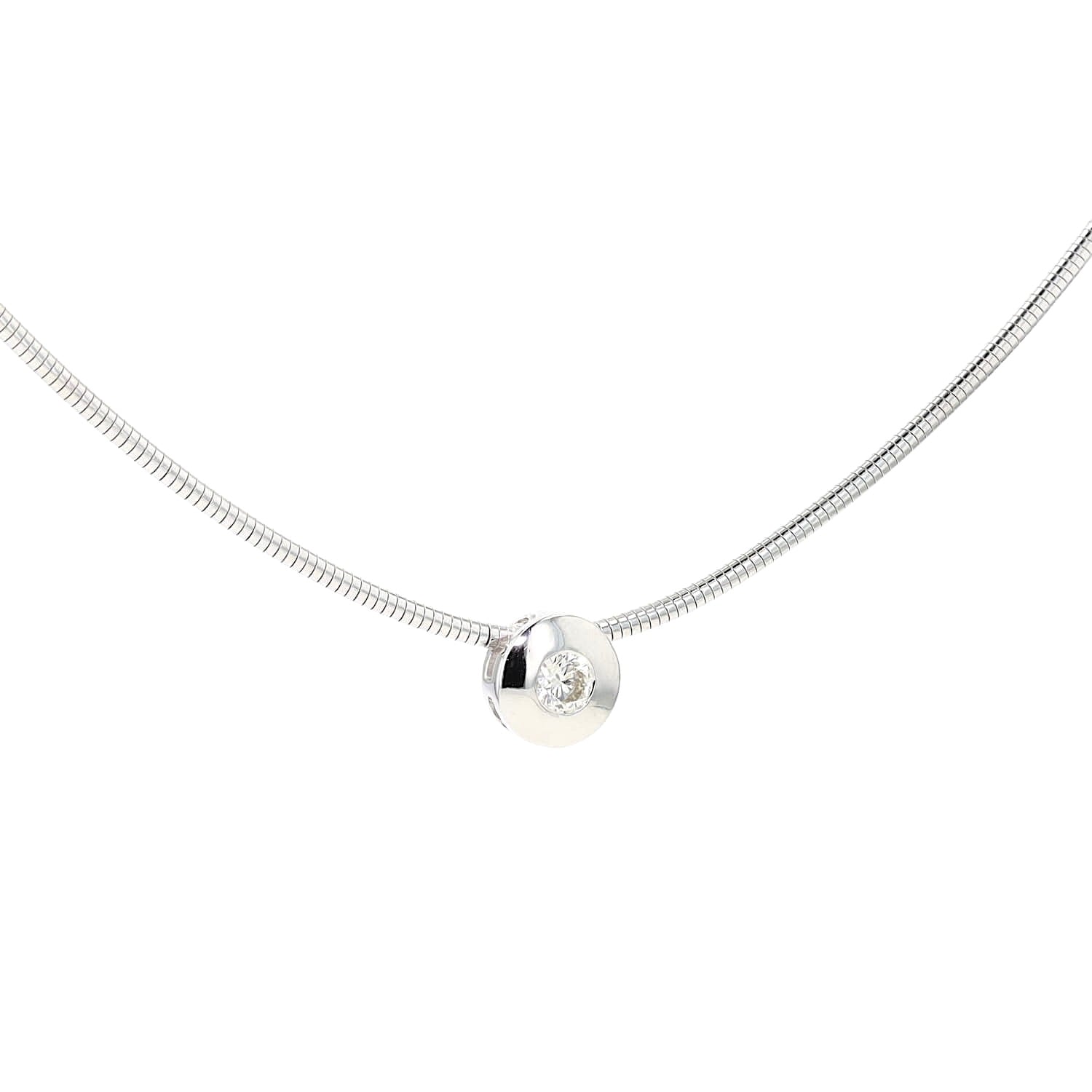 ARPAS Schlangenkette aus 585er Weissgold mit einem Brillanten ca. 0,20 ct, hängend rechts gedreht