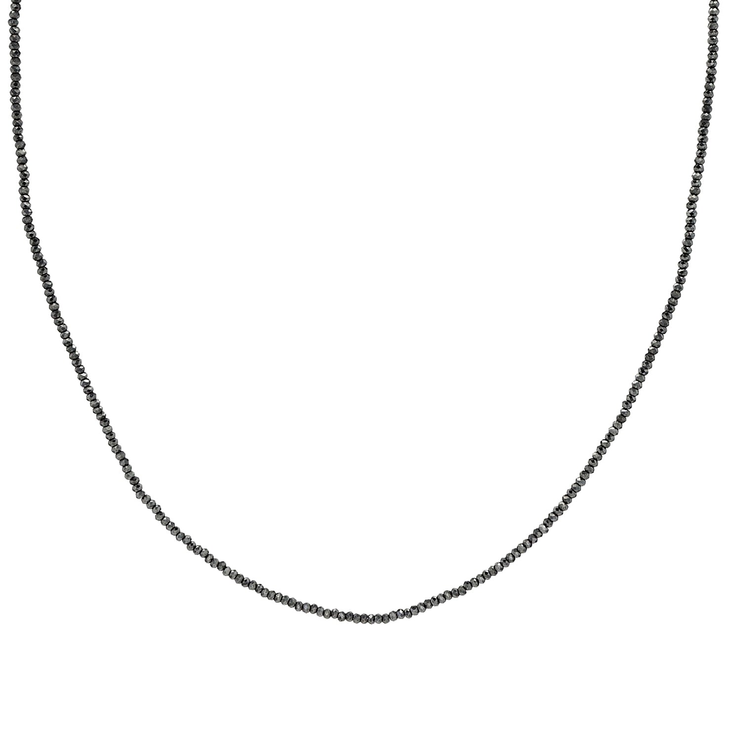 Edelsteinkette aus facettierten Hämatit mit einem Schloss aus 925er Silber und Magnetschloss, hängend frontal