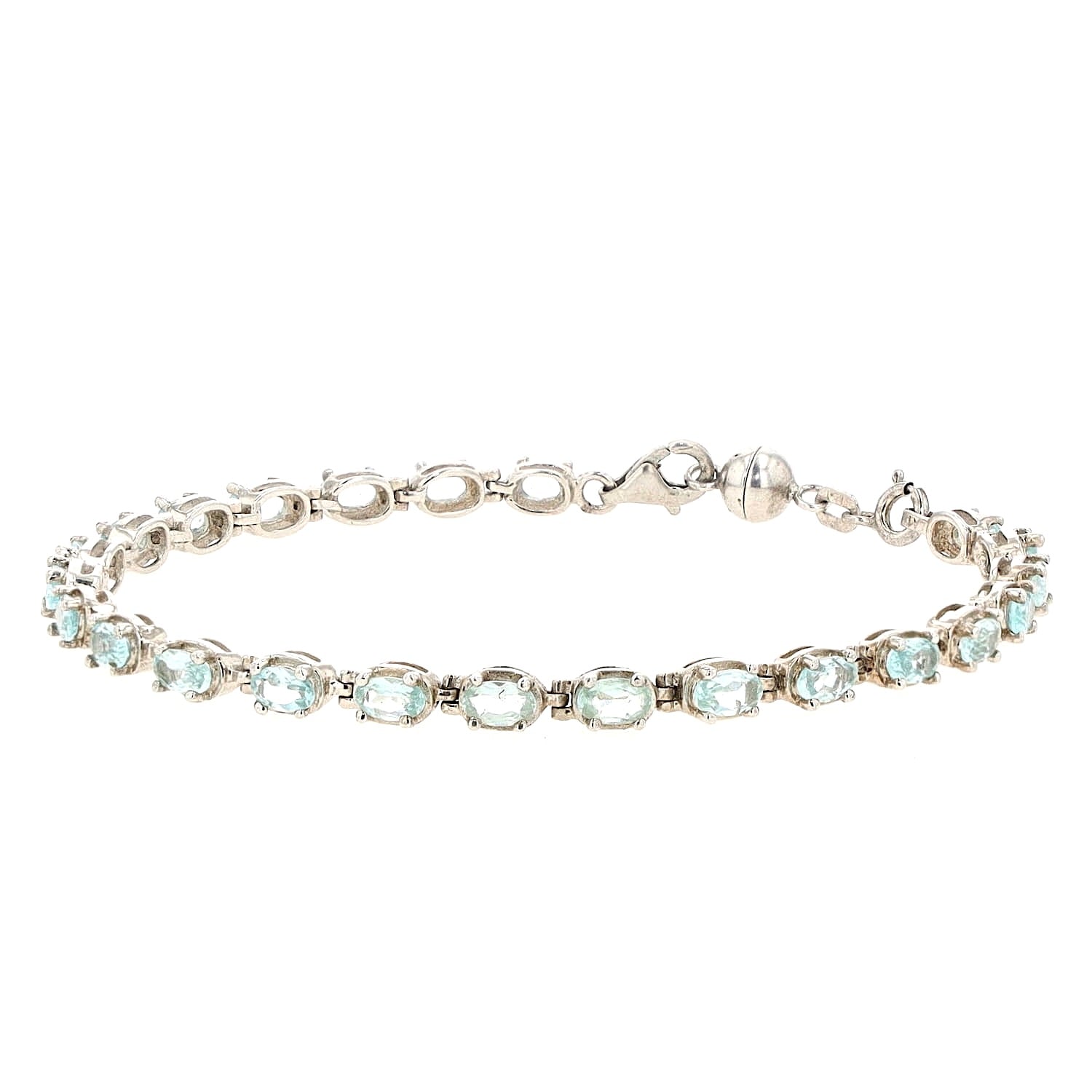 Armband in 925er Silber mit Apatiten, liegend links gedreht