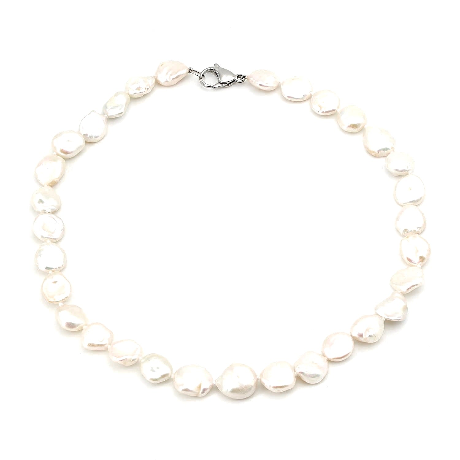 Keshi-Zuchtperlenkette, liegend geschlossen