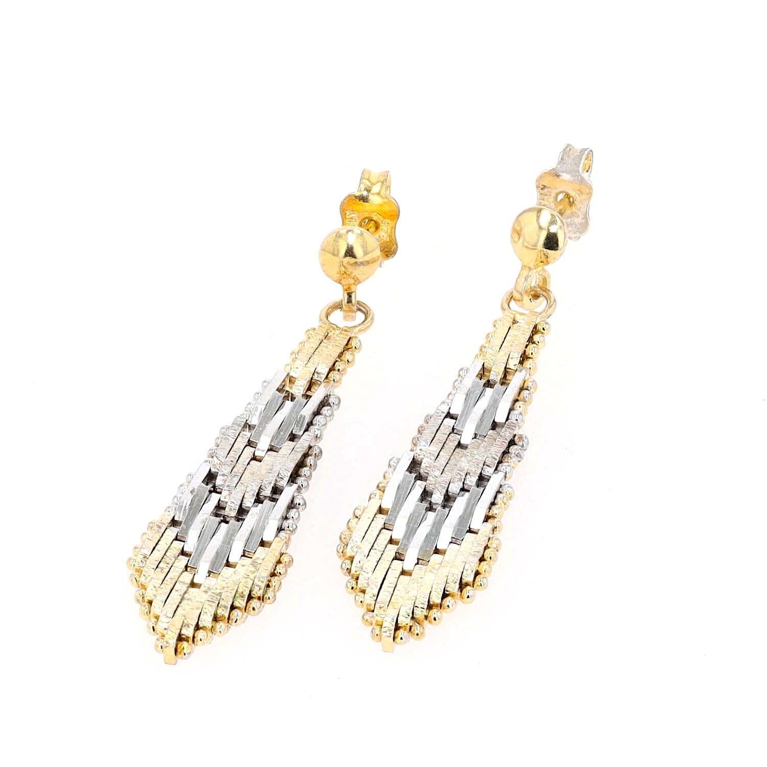 Ohrringe in 925er Silber, teils vergoldet, liegend leicht links gedreht