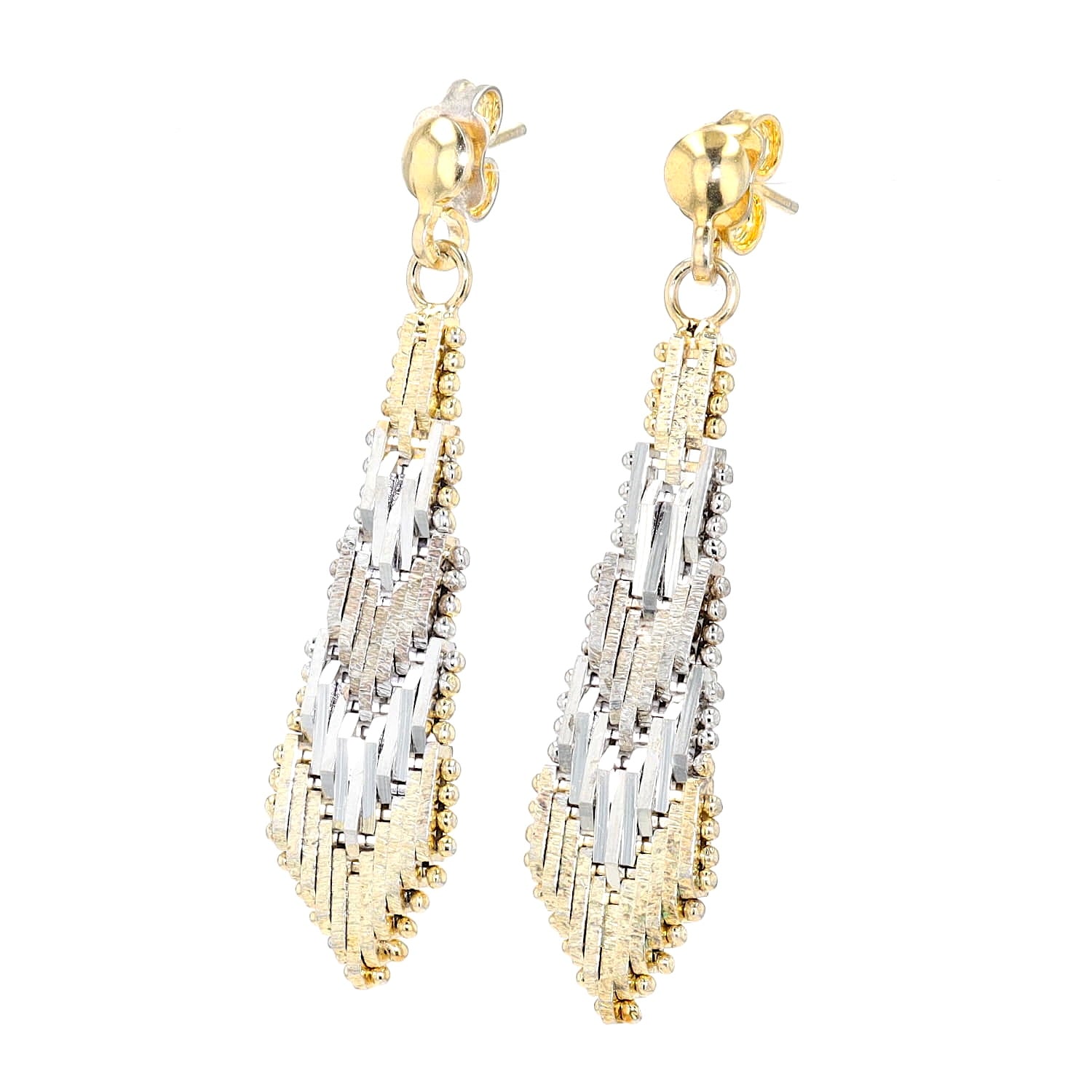 Ohrringe in 925er Silber, teils vergoldet, hängend leicht links gedreht