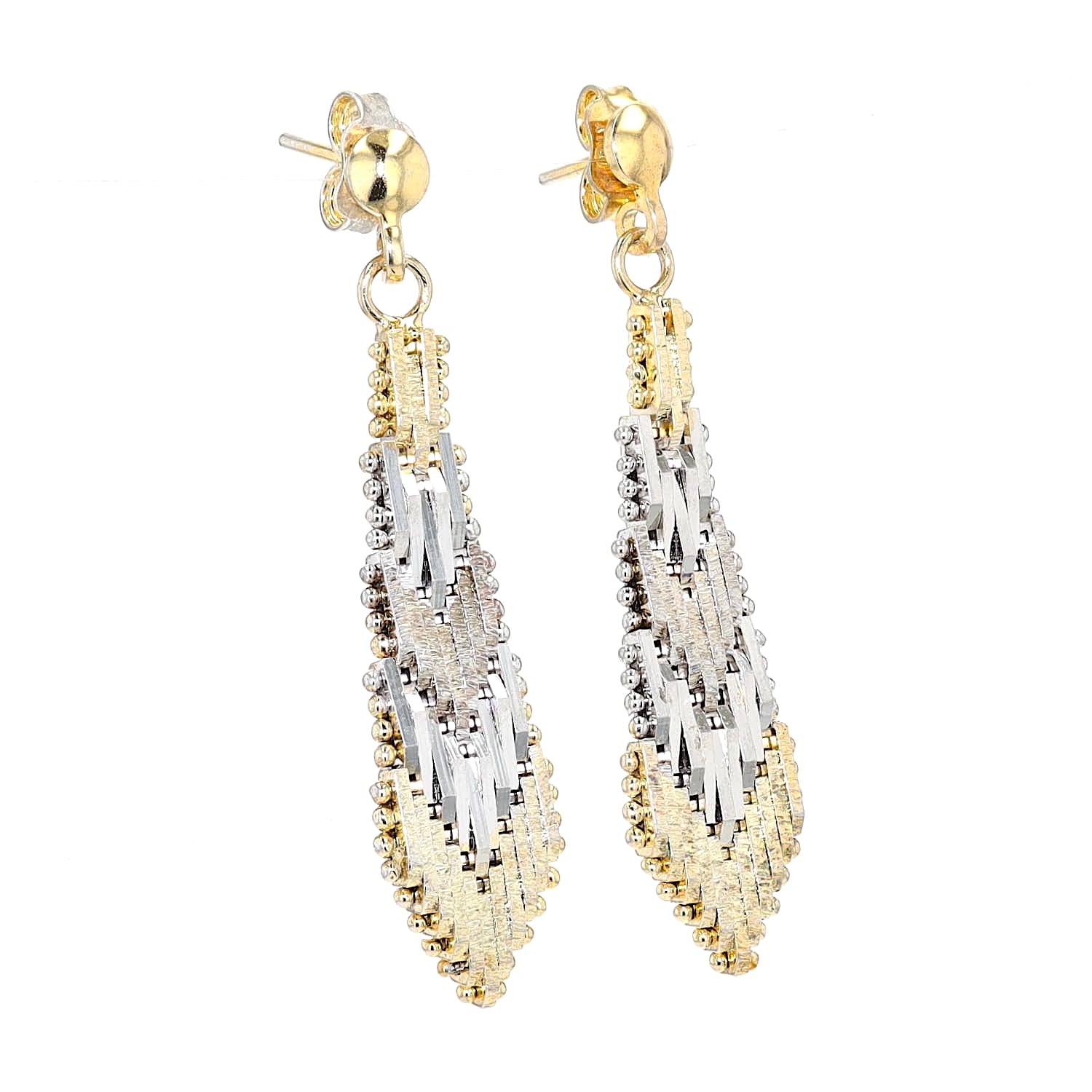 Ohrringe in 925er Silber, teils vergoldethängend leicht rechts gedreht