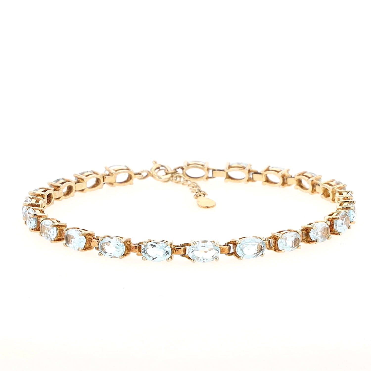 Armband in 925er Silber vergoldet mit blauen Topasen, liegend geschlossen frontal