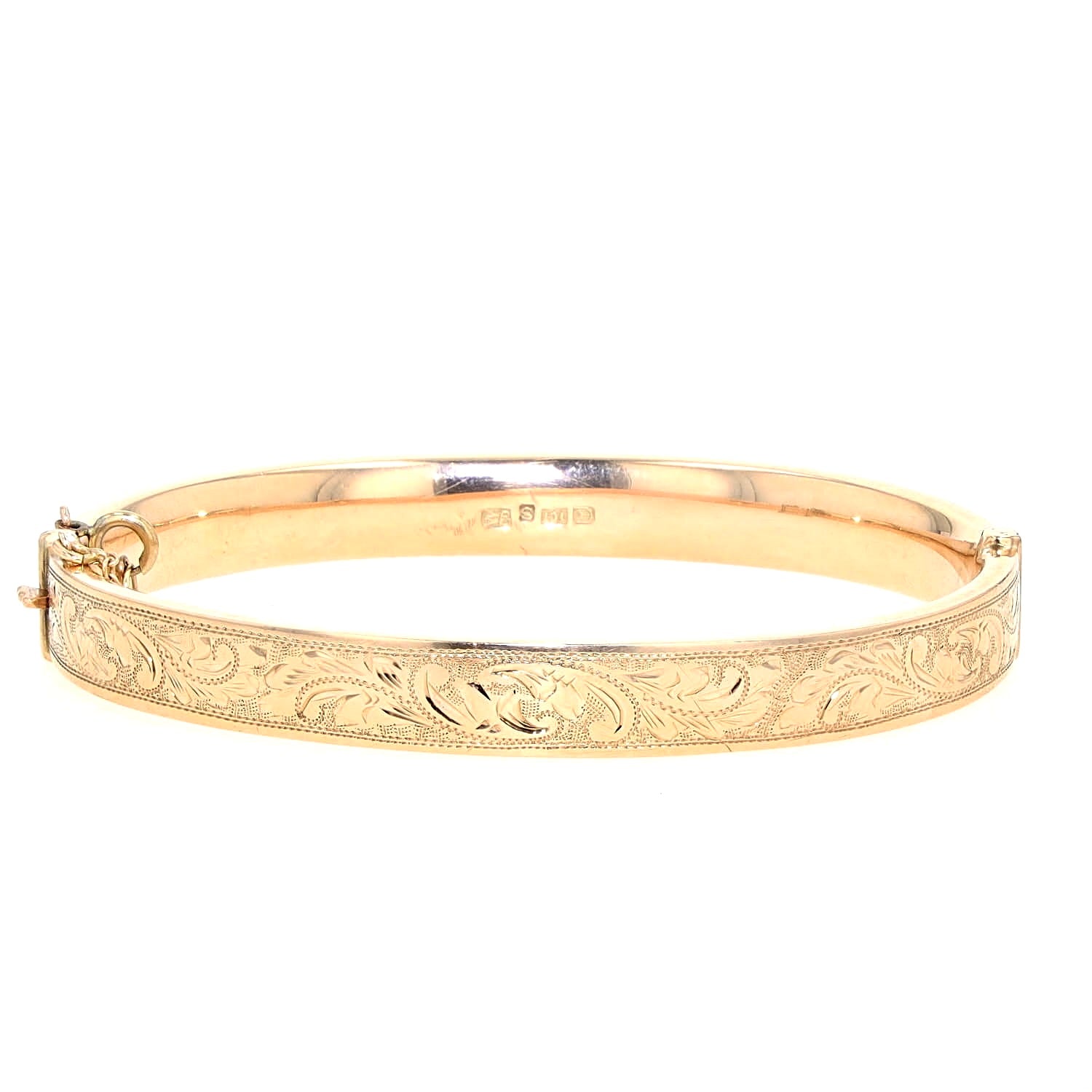 Armreif um 1910 aus 9 kt Rotgold, liegend frontal