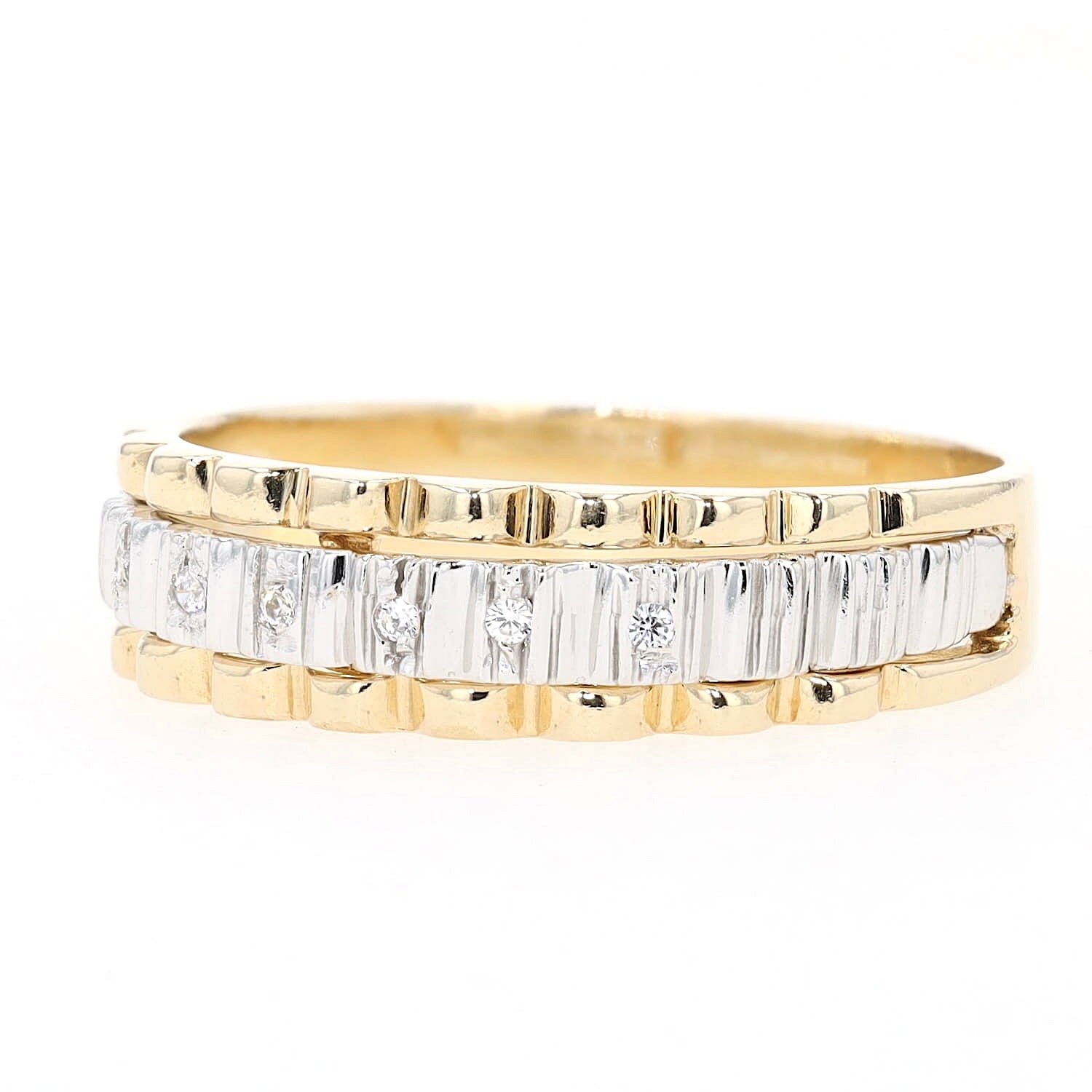 Ring in 585er Gelb- und Weißgold mit Brillanten, liegend links gedreht