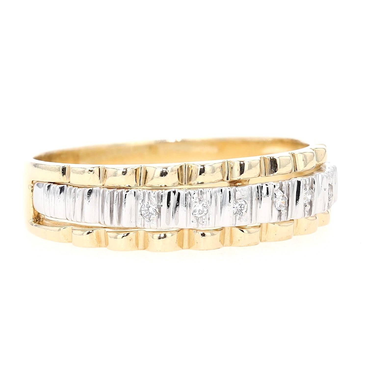 Ring in 585er Gelb- und Weißgold mit Brillanten, liegend rechts gedreht