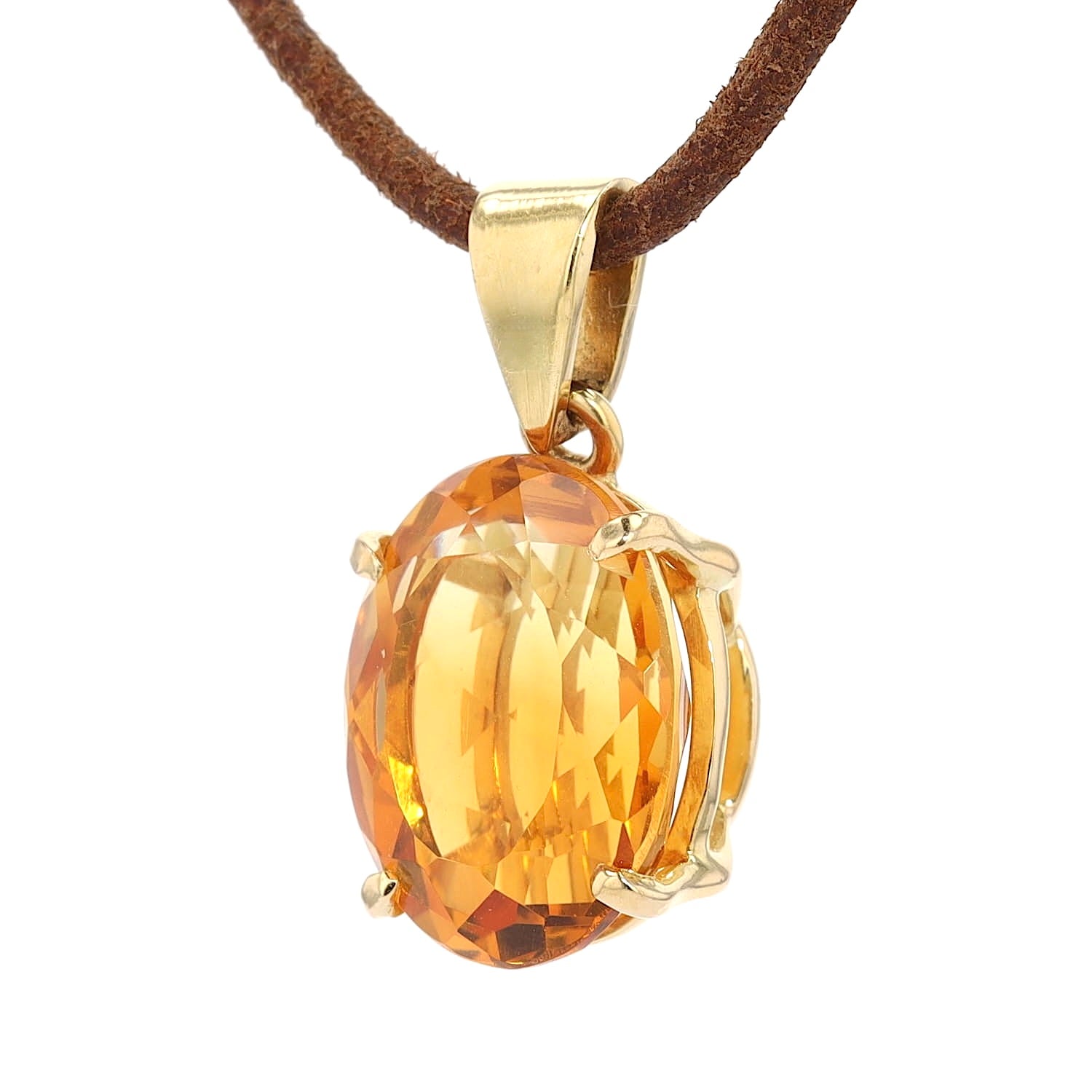 Anhänger in 750er Gelbgoldmit einem Citrin, hängend links gedreht