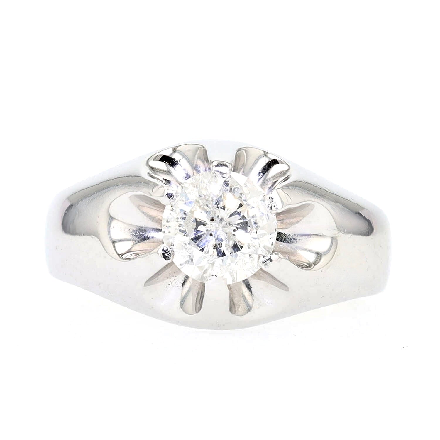 Solitärring in 750er Weißgold mit einem Brillanten mit ca. 1,25 ct, liegend frontal