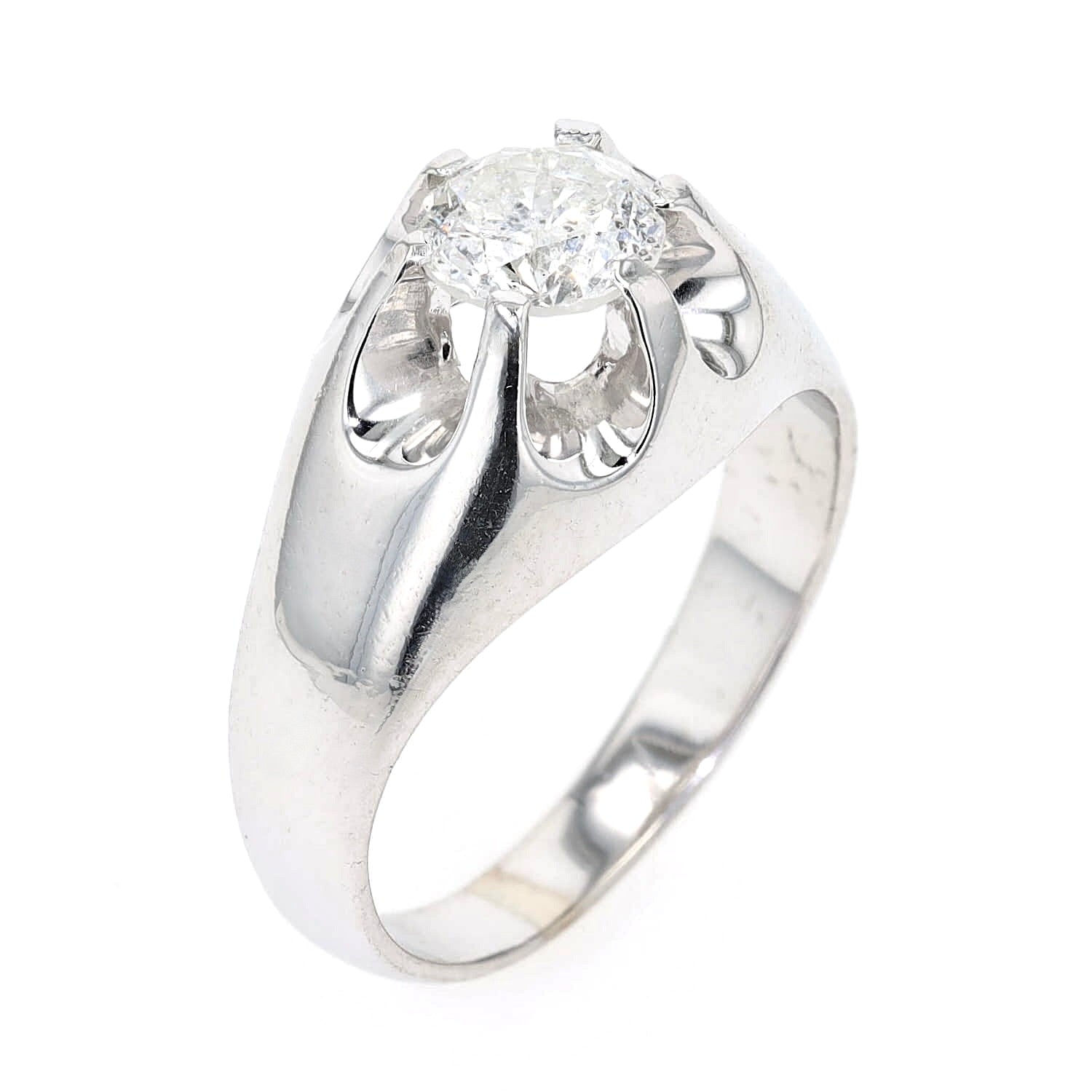 Solitärring in 750er Weißgold mit einem Brillanten mit ca. 1,25 ct, stehend