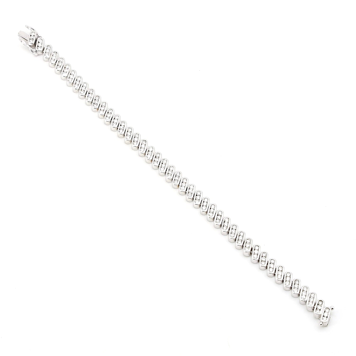 Tennis bracelet in 585 white gold with approx. 2.5 ct Brilliants, long laid out top view