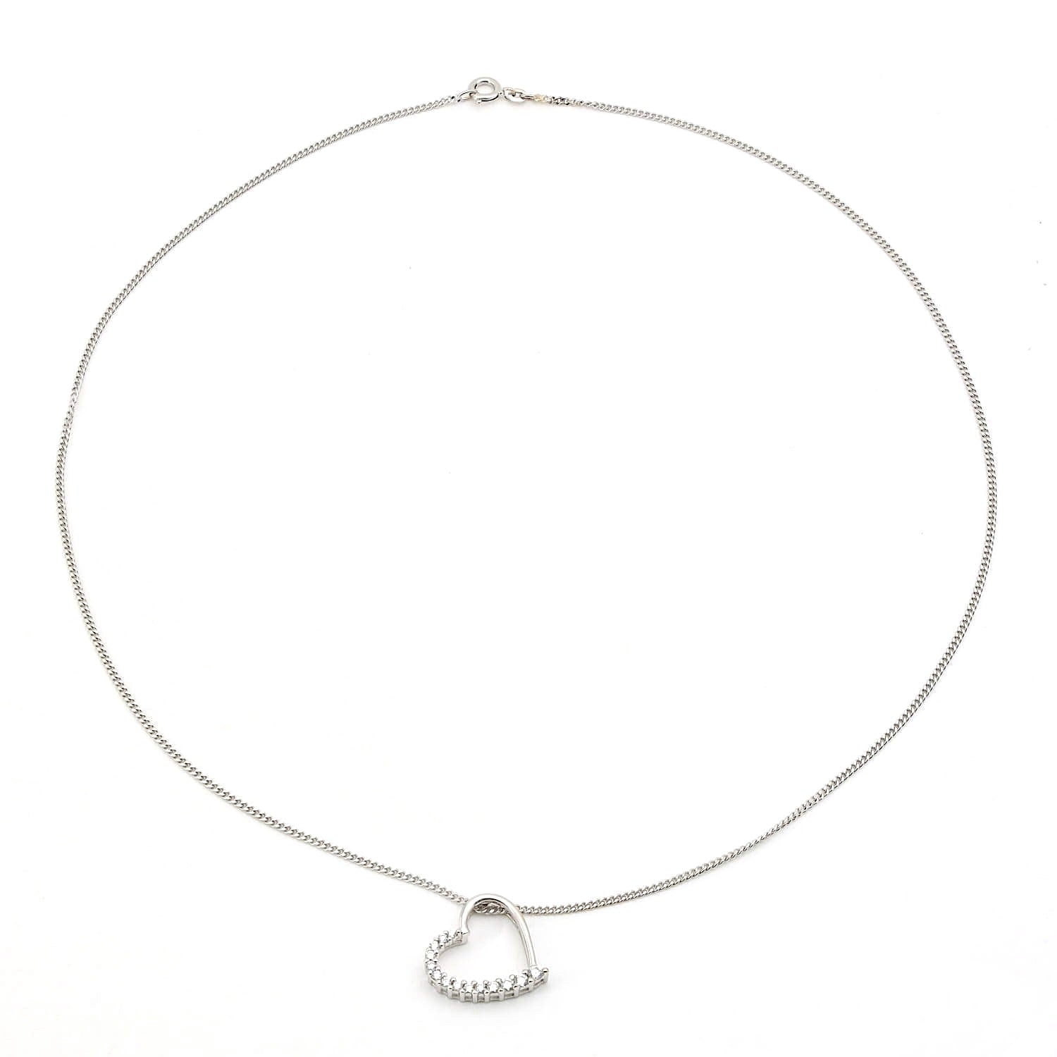 Necklace with a heart pendant from Christ in 585 white gold Brilliants, lying closed