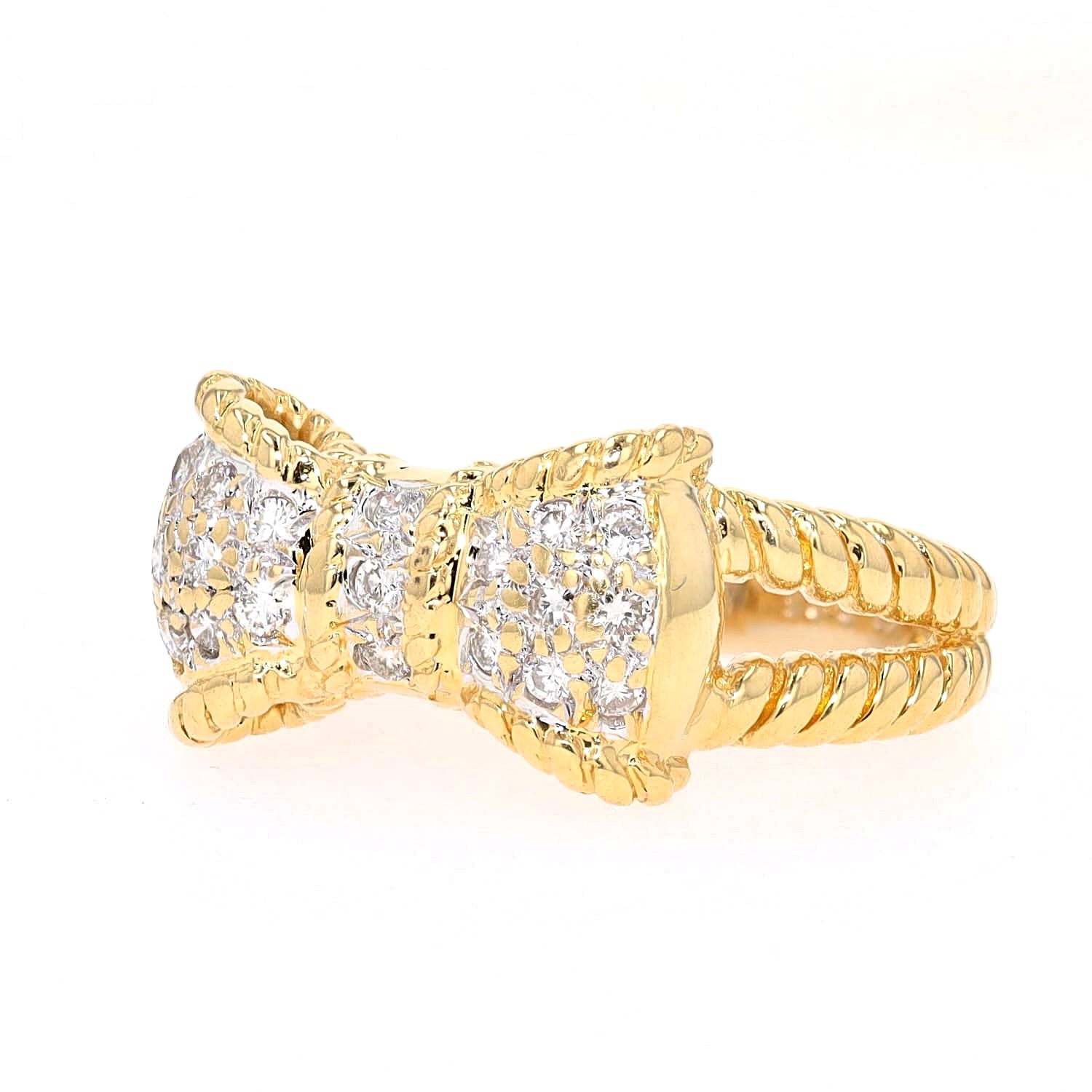 Loop ring in 750 yellow gold Brilliants, lying left turned