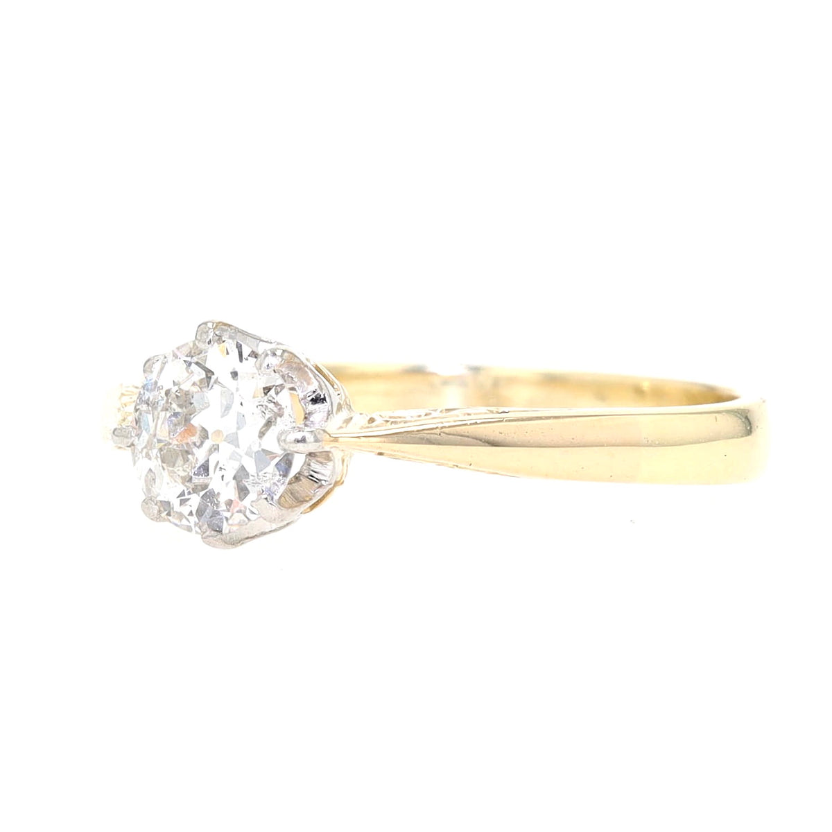 Solitaire ring in 585 yellow gold with a brilliant approx. 0.60 ct, turned lying left