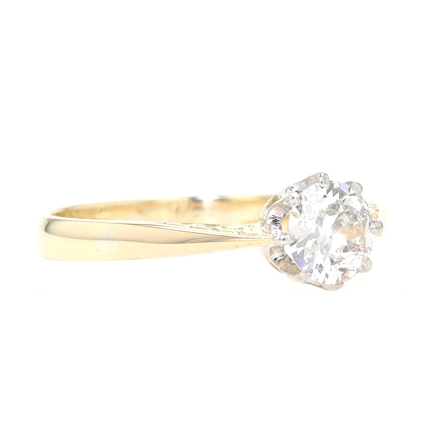 Solitaire ring in 585 yellow gold with a brilliant approx. 0.60 ct, turned lying right