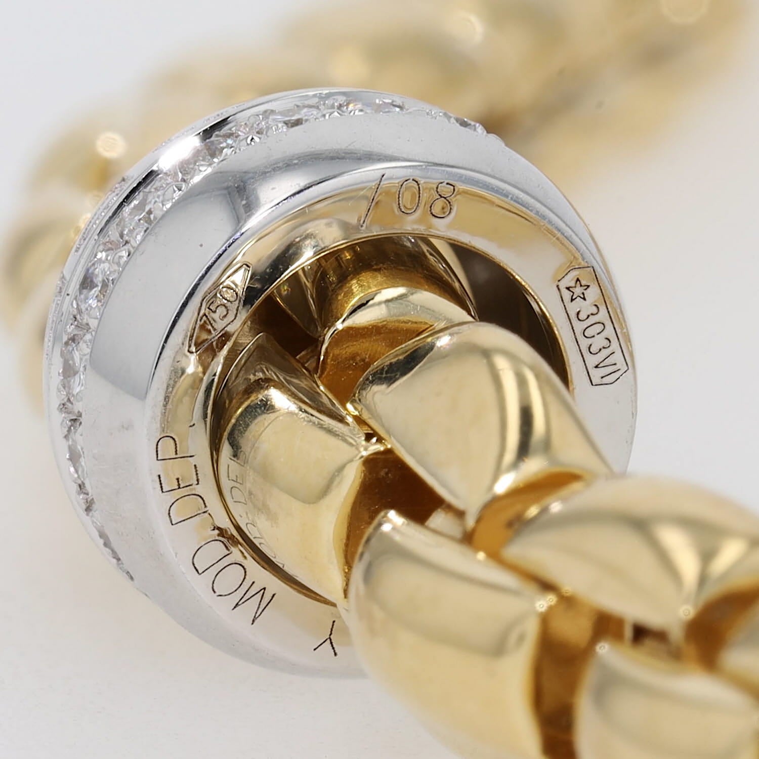 Fope Eka Flex`it necklace in 750 yellow gold with a roundel in white gold Brilliants, Ronde hallmarks from one side