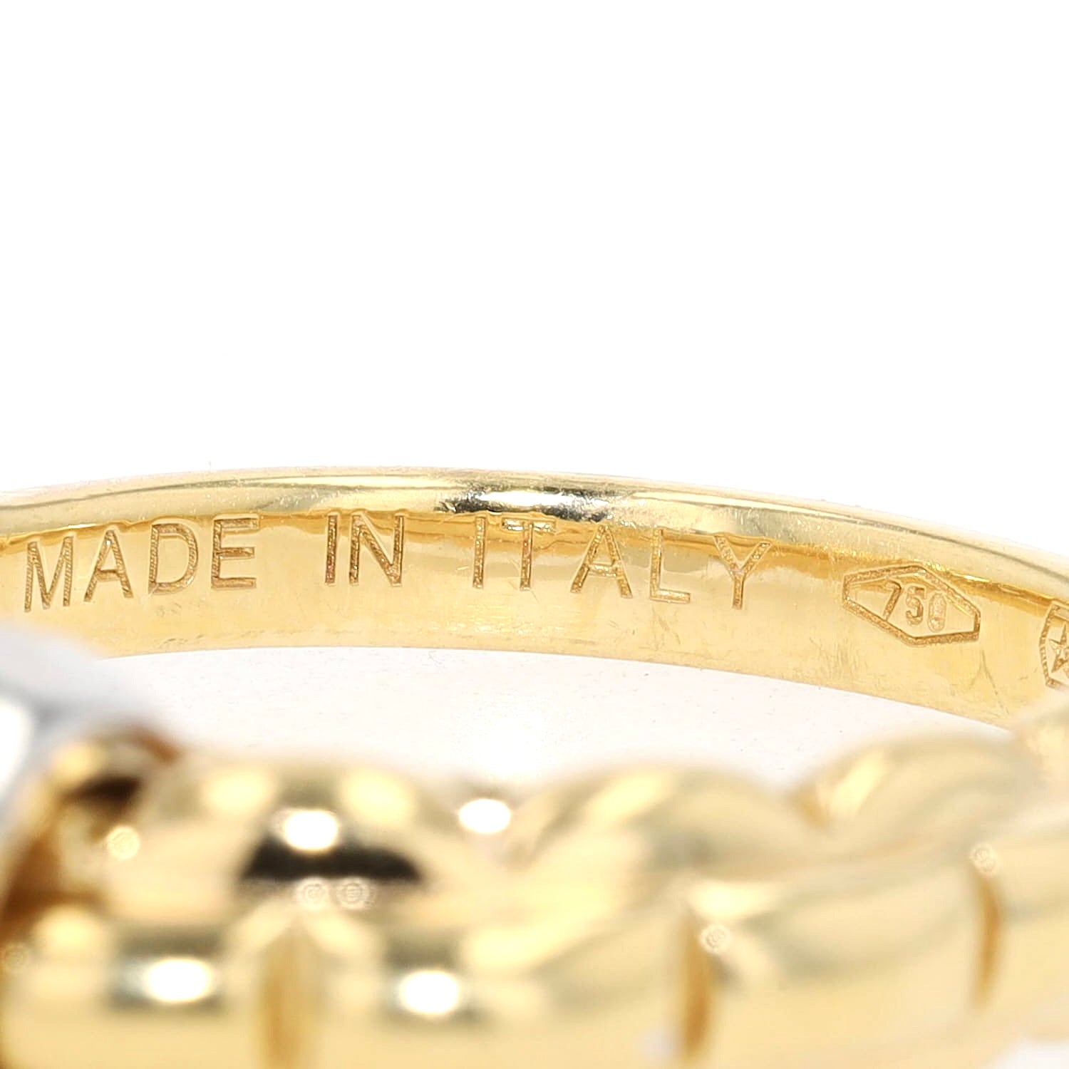 Fope Eka Flex`it Ring in 750er Gelbgold mit einer Ronde in Weißgold mit Brillanten, Punzen Teil 2