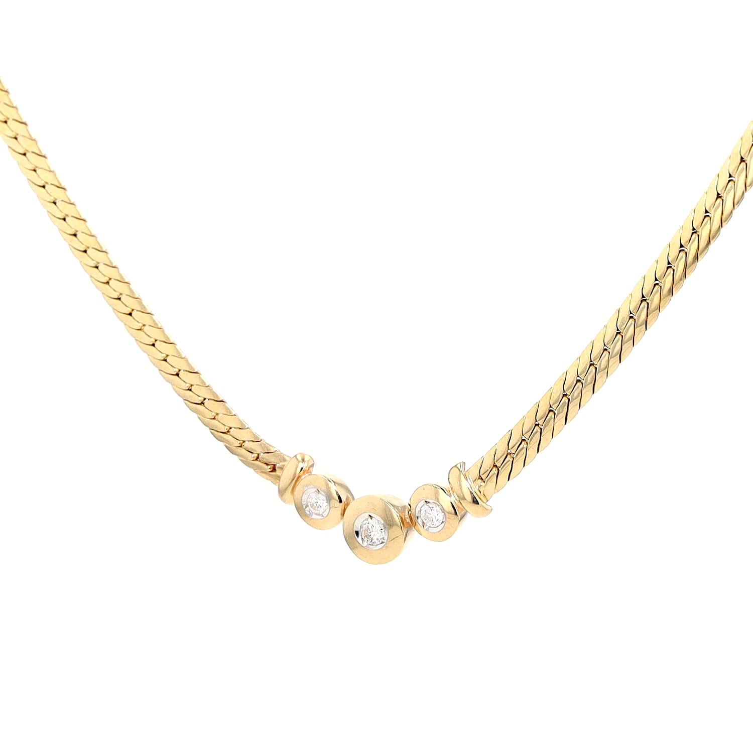 Kette in 585er Gelbgold mit Brillanten, hängend links gedreht