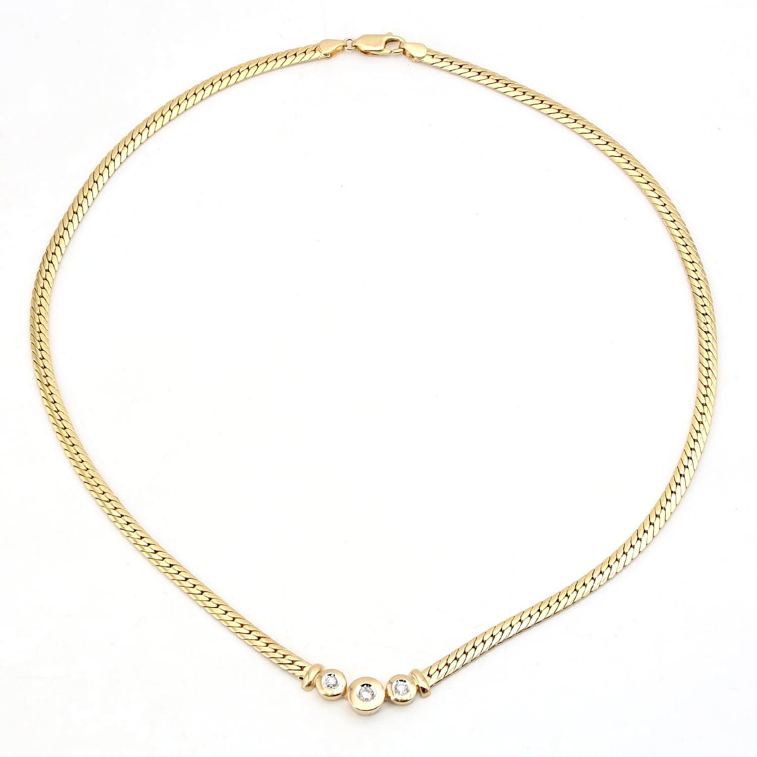 Kette in 585er Gelbgold mit Brillanten, liegend geschlossen