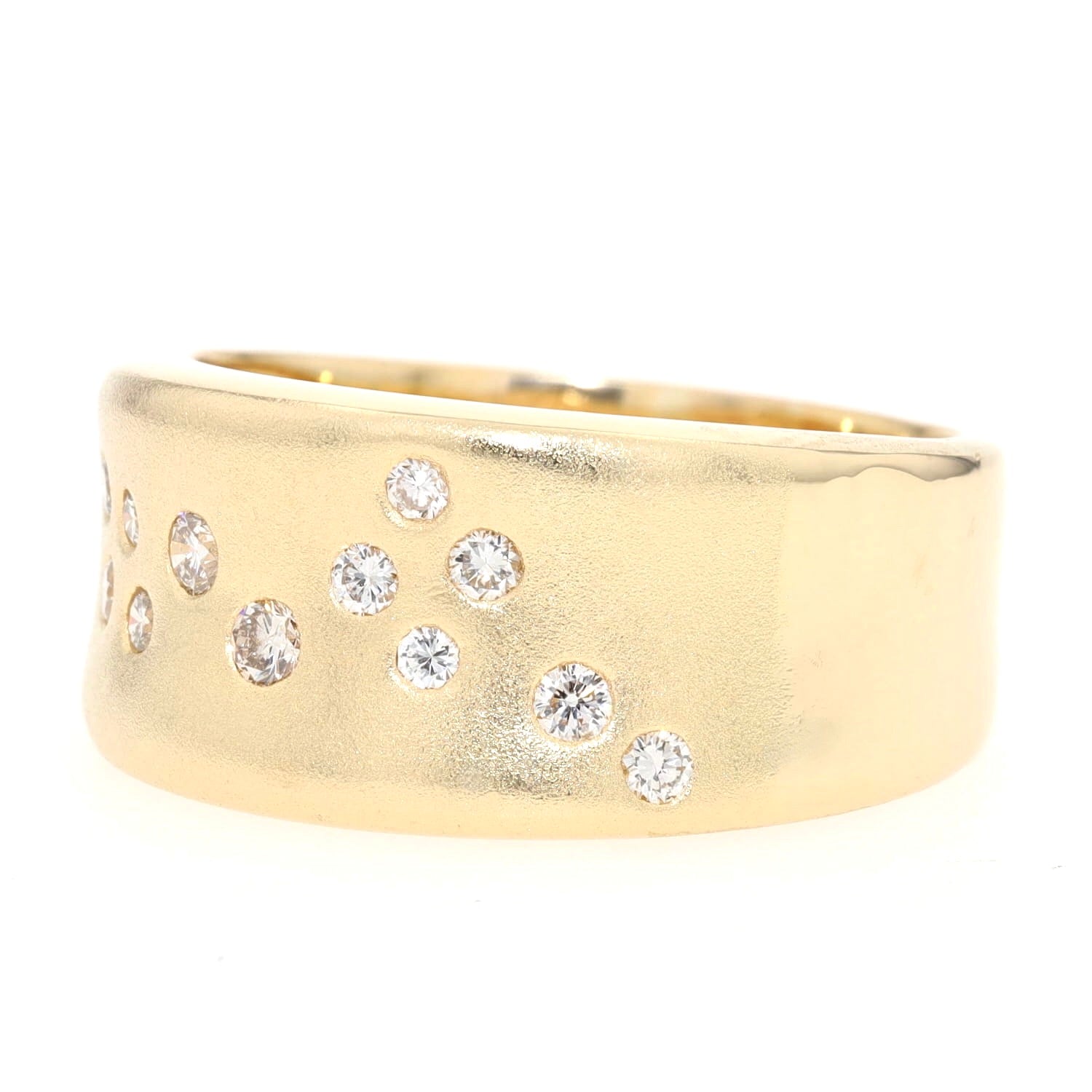 Ring in 750er Gelbgold mit Brillanten, liegend links gedreht