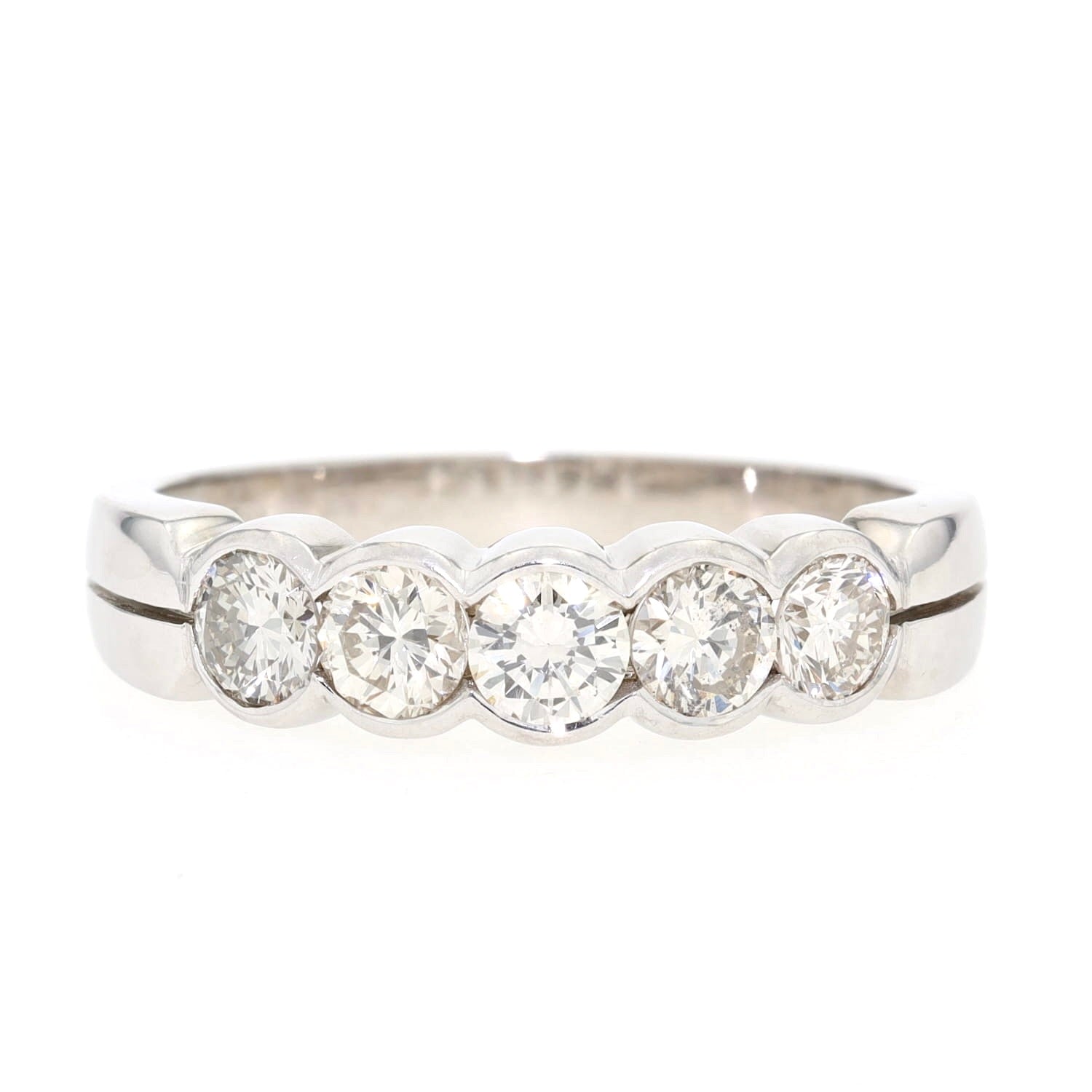 Halb-Memory-Ring in 585er Weißgold mit insgesamt ca. 1,0 ct Brillanten, liegend frontal