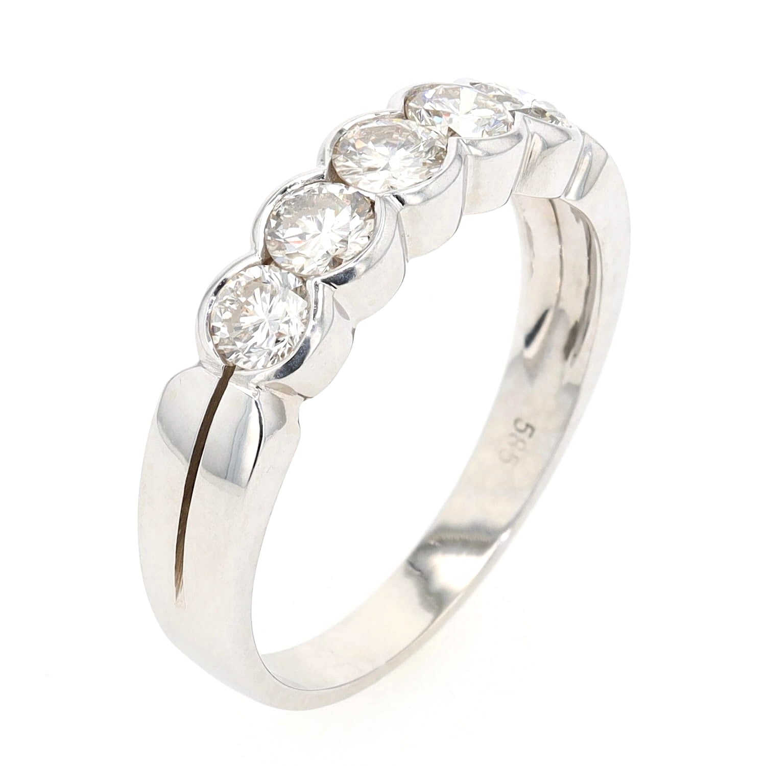 Halb-Memory-Ring in 585er Weißgold mit insgesamt ca. 1,0 ct Brillanten, stehend