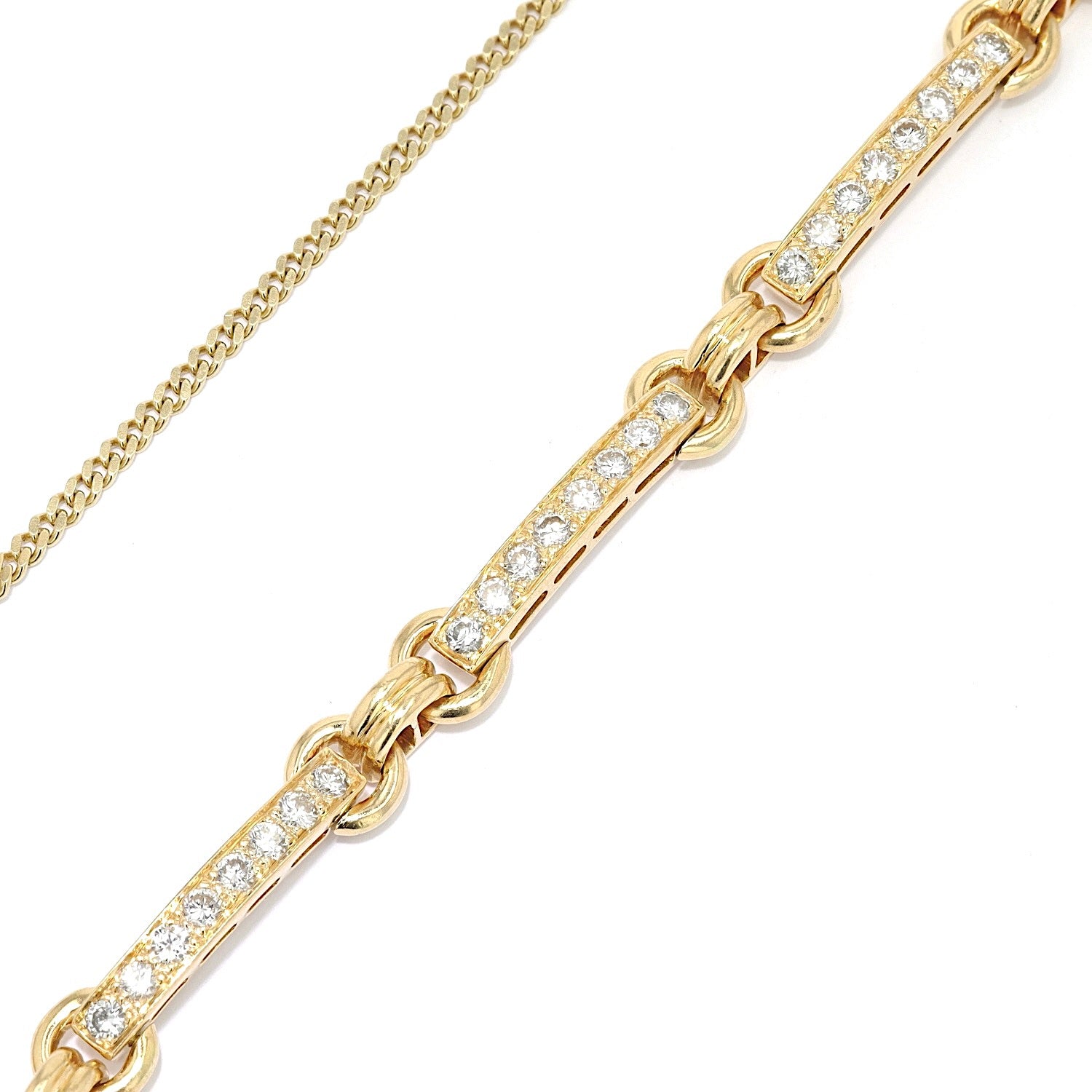 Bracelet in 750 yellow gold with approx. 1.4 ct Brilliants, laid long with safety chain