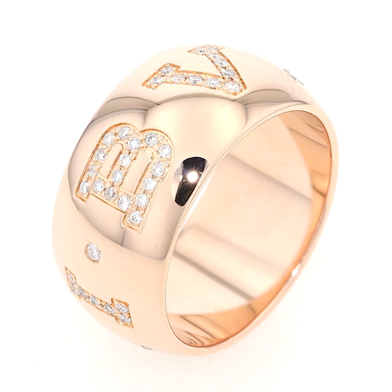 Bvlgari Ring Diamond Monologo in 750 rose gold with Brilliants, standing
