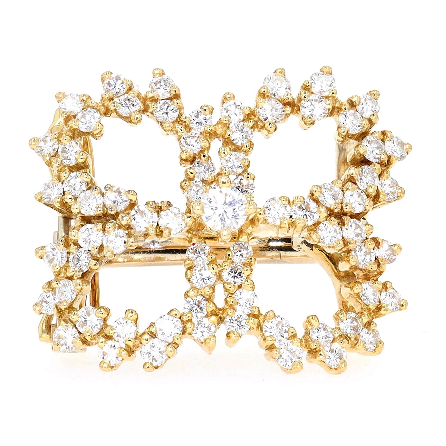 Large exclusive pearl necklace shortener in 750 yellow gold with approx. 1.6 ct Brilliants, standing frontally