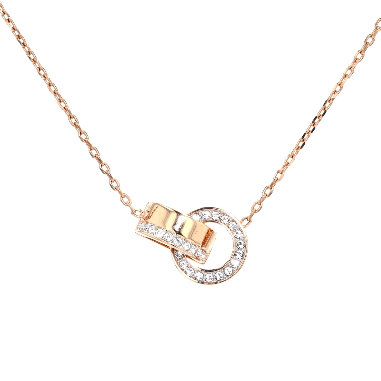 Swarovski necklace Dextera gold-plated with Swarovski crystals, hanging frontal close-up