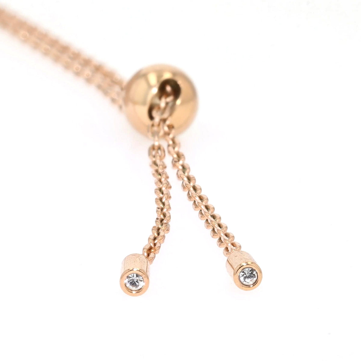 Swarovski chain Dextera gold plated with Swarovski crystals, end of the chain with the ball slide clasp