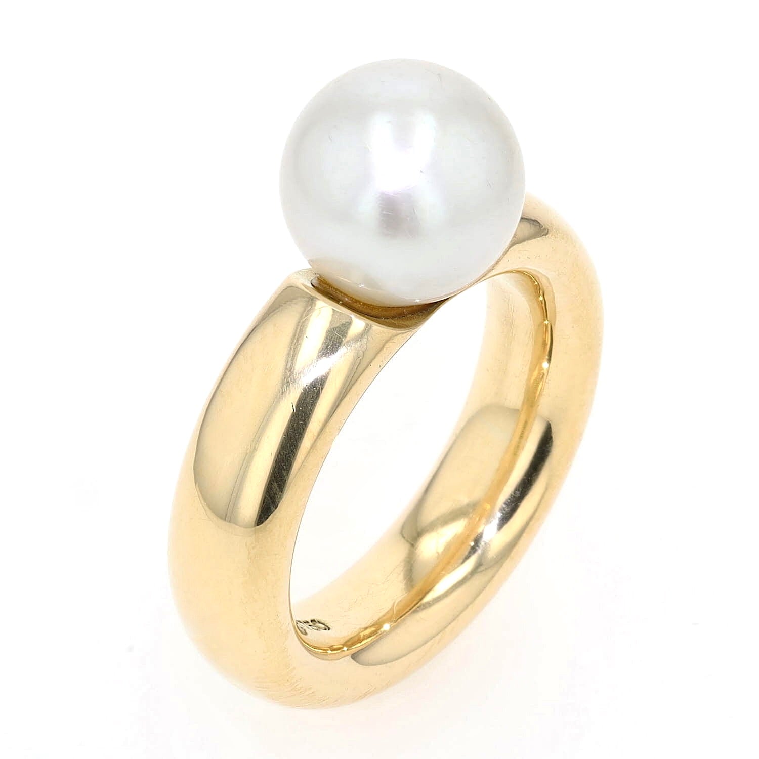 Niessing Ring in 750er Gelbgold mit einer Südsee-Zuchtperle, stehend