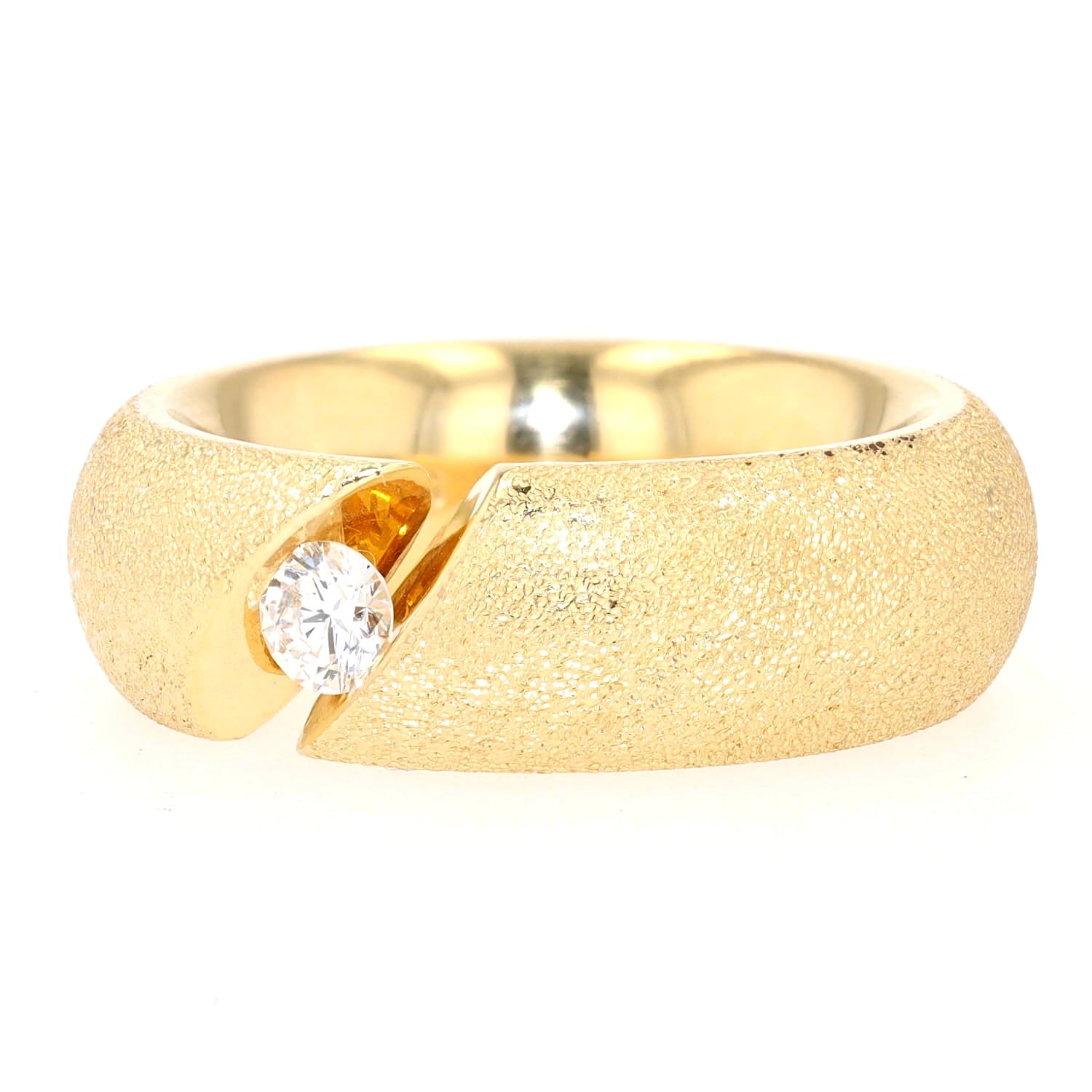 Niessing Ring Narciss in 750er Gelbgold mit einem Brillanten, liegend links gedreht