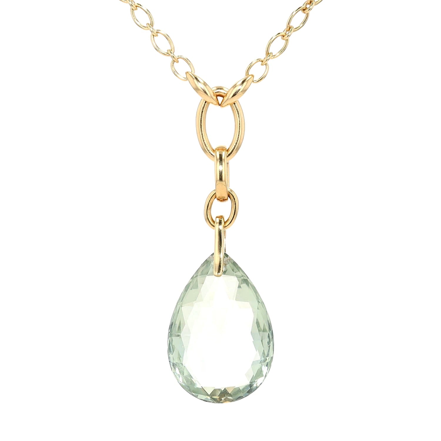 Wempe by Kim Kette mit einem Anhänger und einem großen Prasiolith ca. 55 ct, hängend frontal