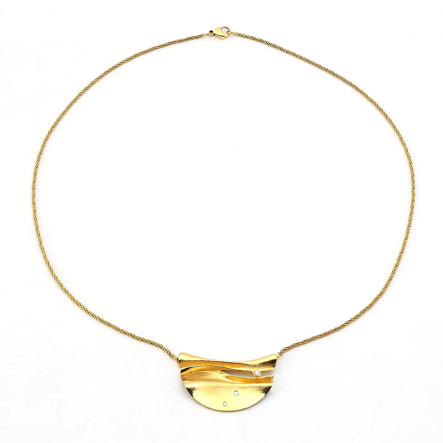 Collier in 585er Gelbgold mit Brillanten, leiernd geschlossen