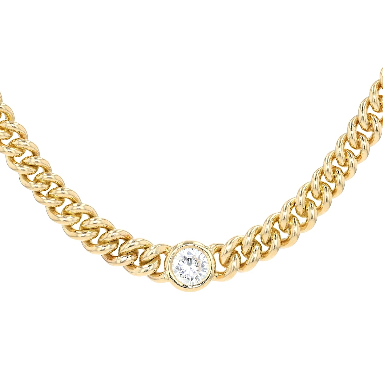 Schwere Kette in 750er Gelbgold mit einem Brillanten ca. 1,25 ct, hängend frontal