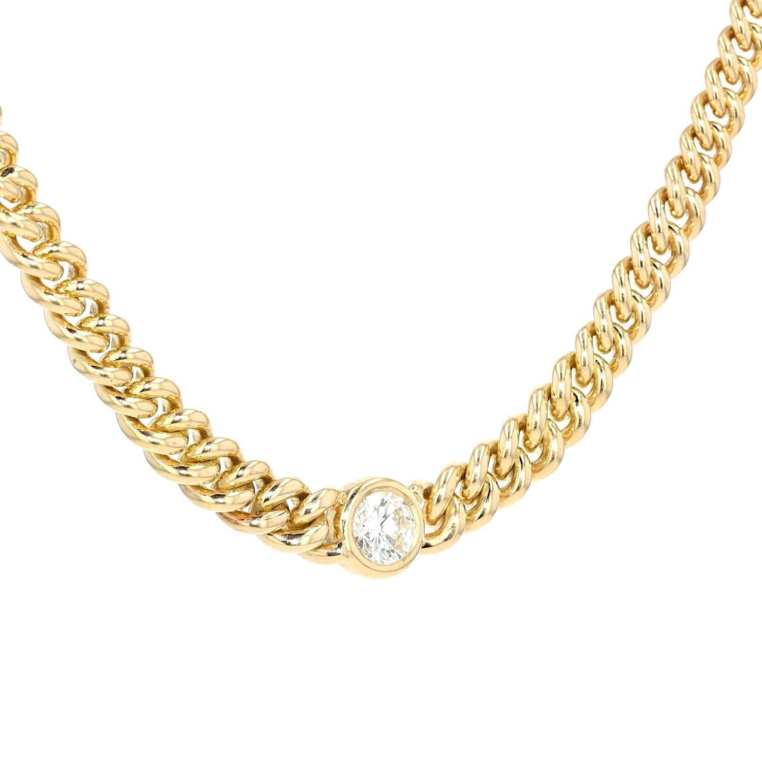 Schwere Kette in 750er Gelbgold mit einem Brillanten ca. 1,25 ct, hängend rechts gedreht