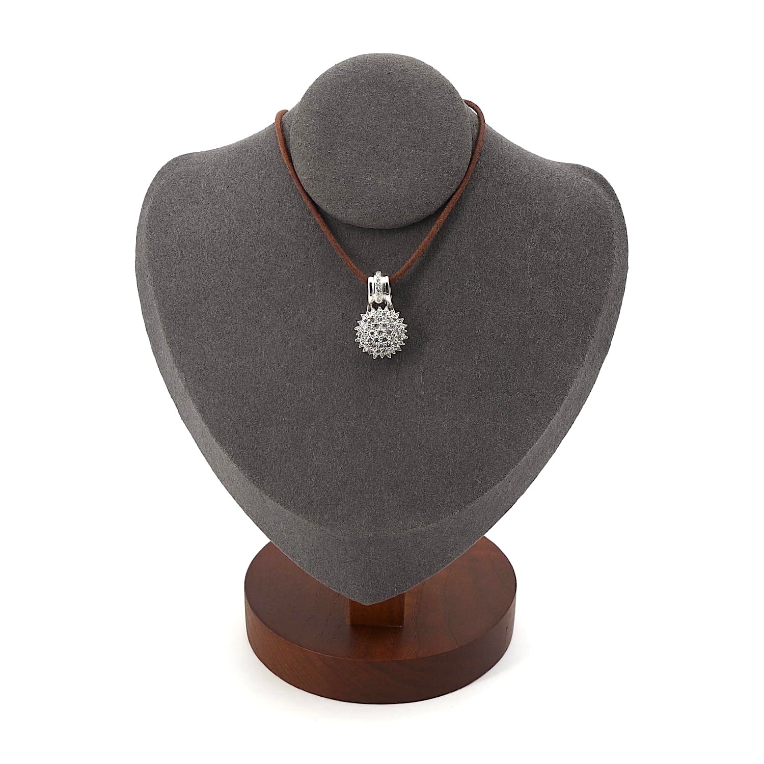 Pendant in 585 white gold with a total of approx. 1.0 ct Brilliants , on a dark bust